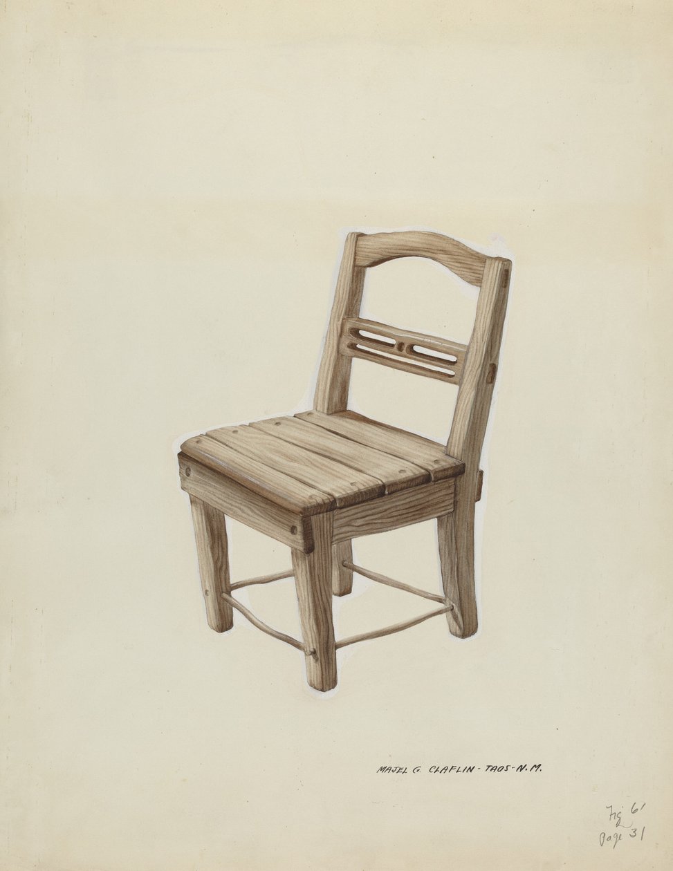 Liten trestol, ca. 1937. av Majel G. Claflin