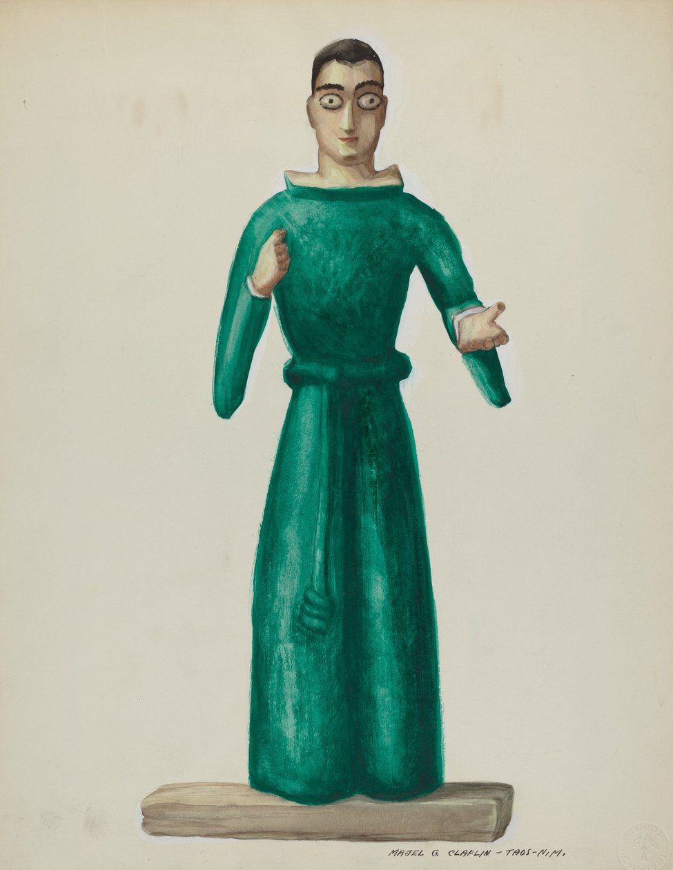 Santo i tre i lysegrønn kjole, 19351942. av Majel G. Claflin