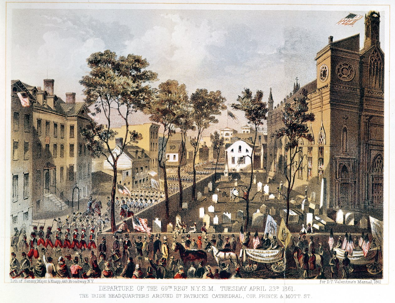 Avgang fra 69. regiment, N.Y.S.M., 23. april 1861, det irske hovedkvarteret rundt St. Patrick
