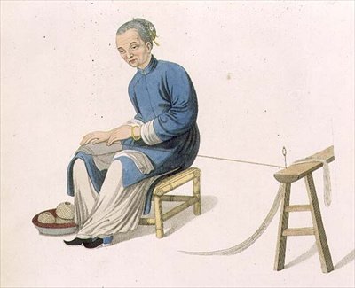 An Old Woman Twisting Cotton, plate 57 fra 