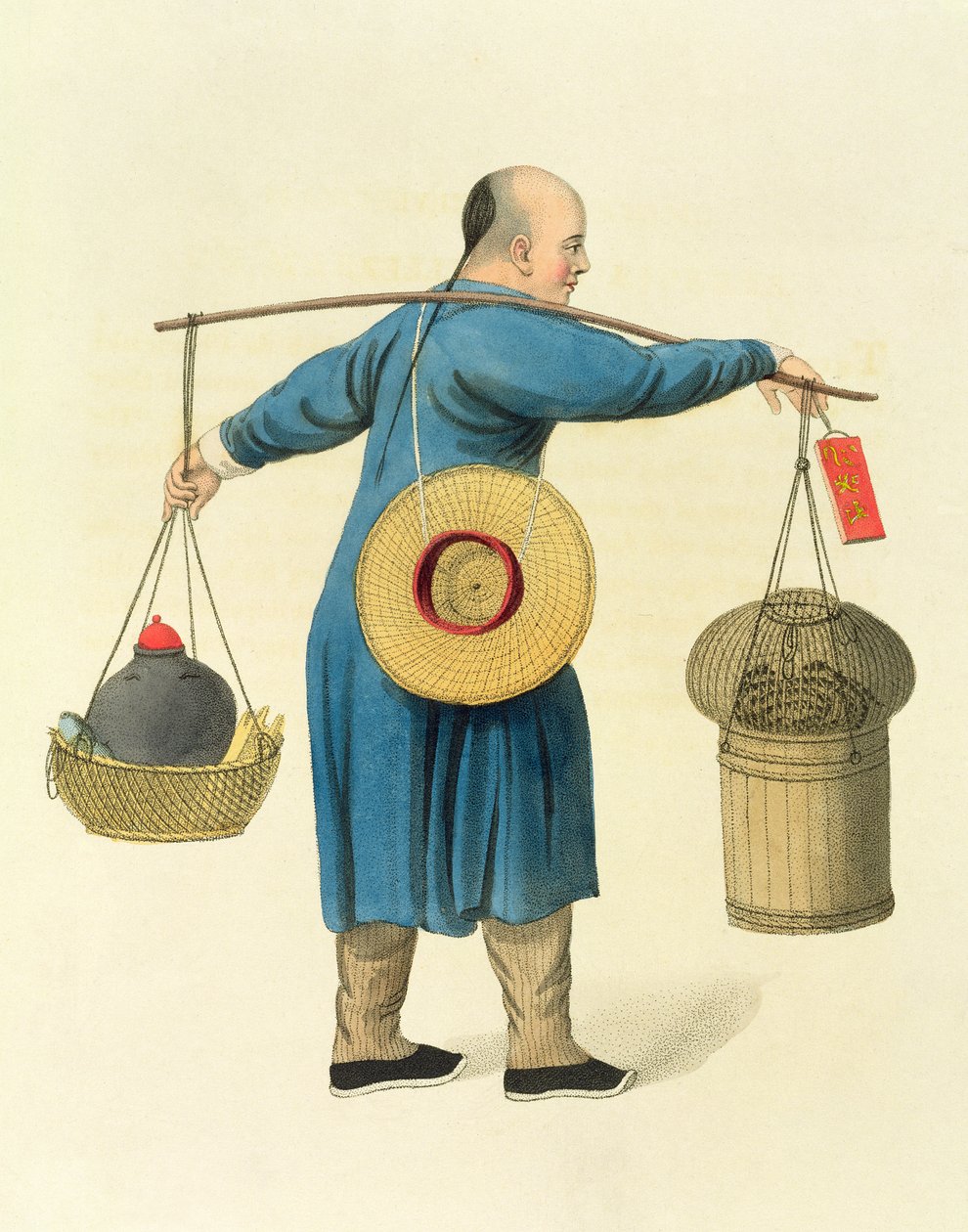 A Viper Seller, plate 46 fra 'The Costume of China', gravert av J. Dadley, 1800 av Major George Henry Mason