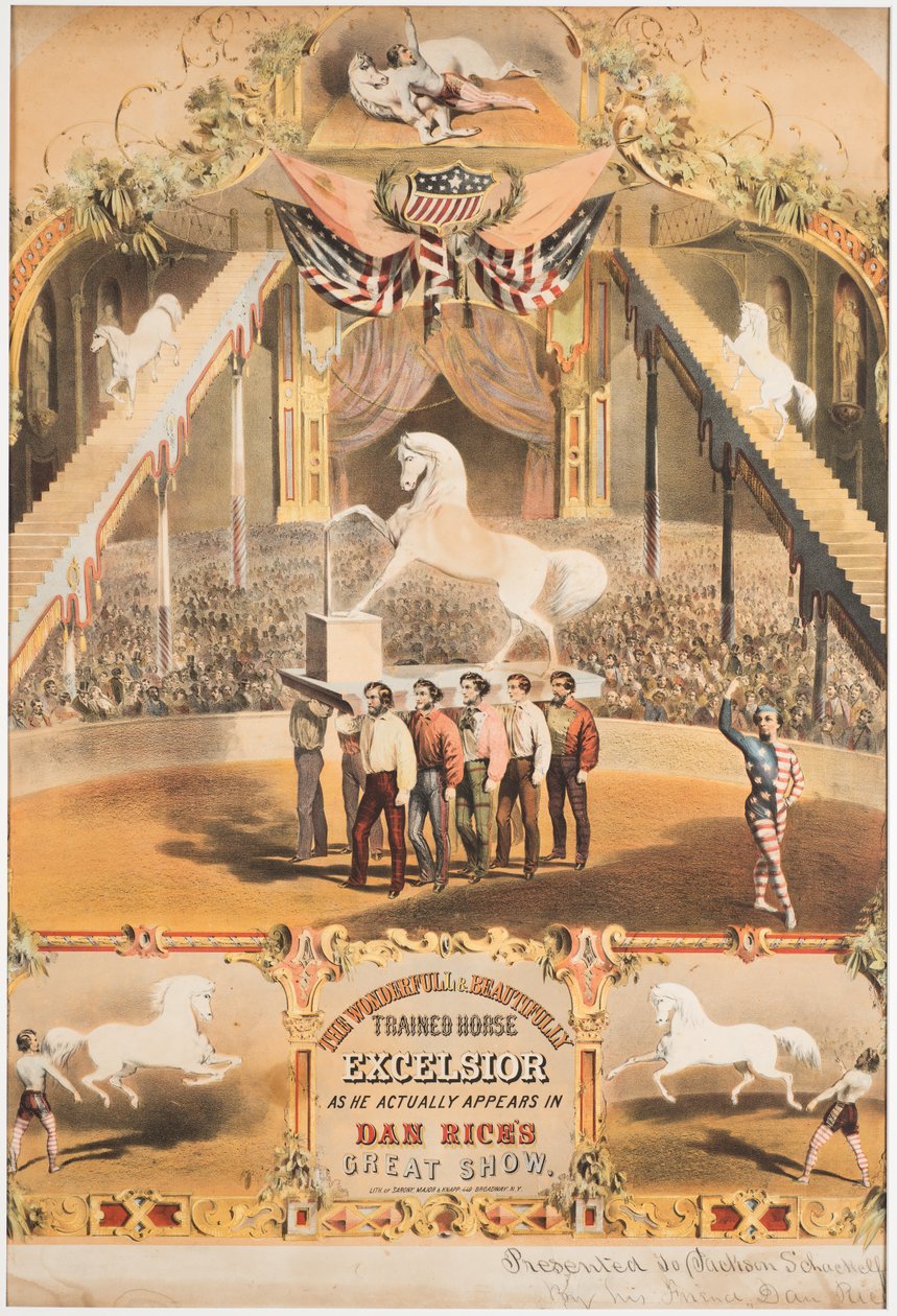 The Wonderfull and Beautifully Trained Horse Excelsior, ca. 1840 (chromolitho) av Major and Knapp Sarony