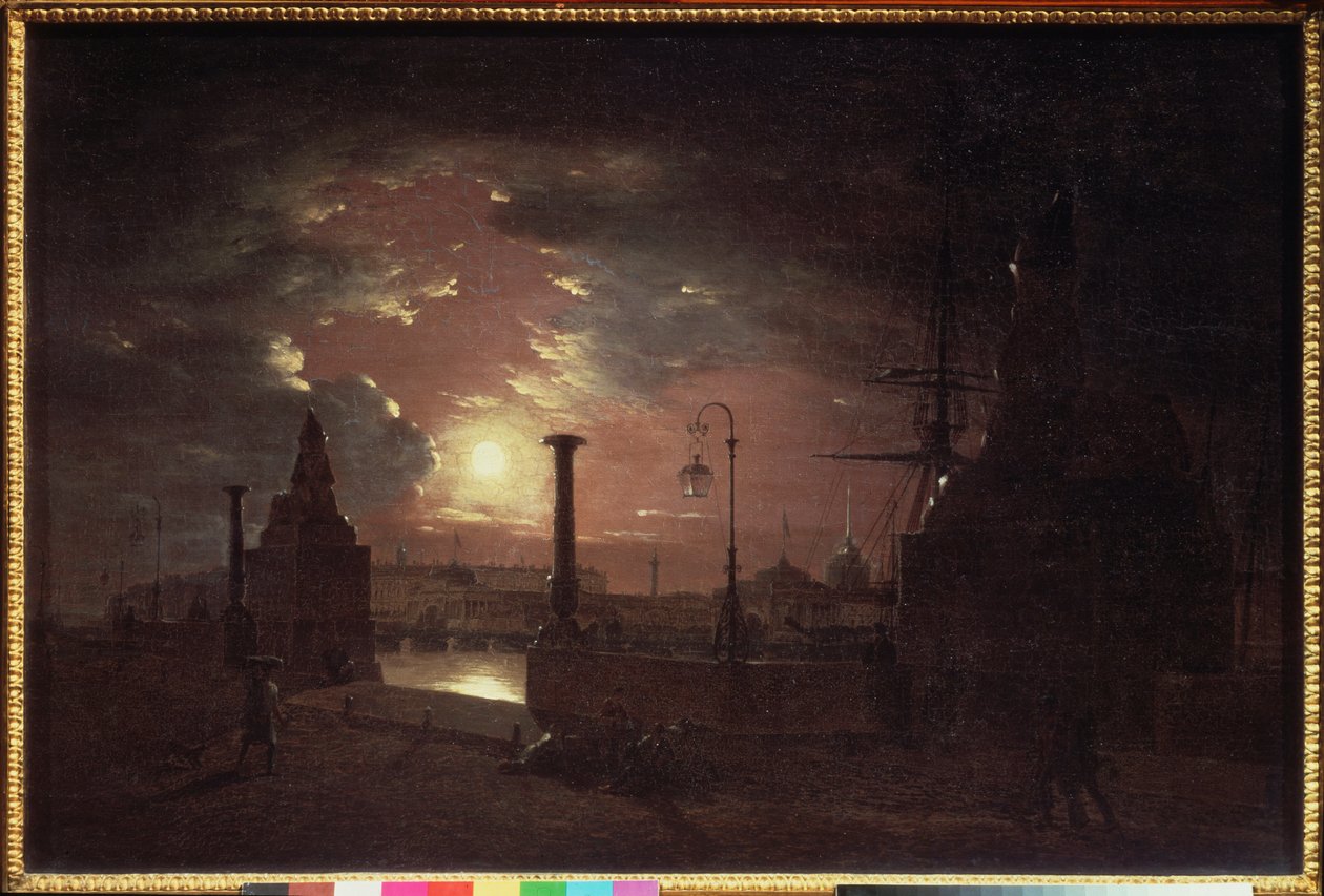 Autumn Night In St Petersburg - Maleri av Maxim Nikiphorovich Vorobyev (Vorobiev) (1787-1855), olje på lerret av Maksim Nikiforovich Vorobiev