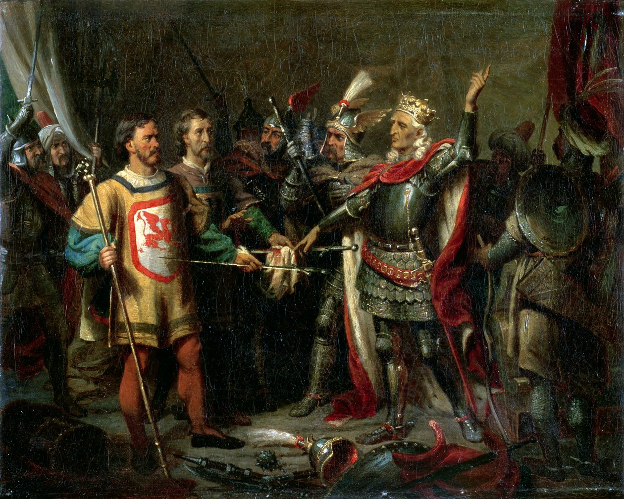 Wladyslaw II Jagiello før slaget ved Tannenberg, 15. juli 1410, 1854 av Maksymiljan Antoni Piotrowski