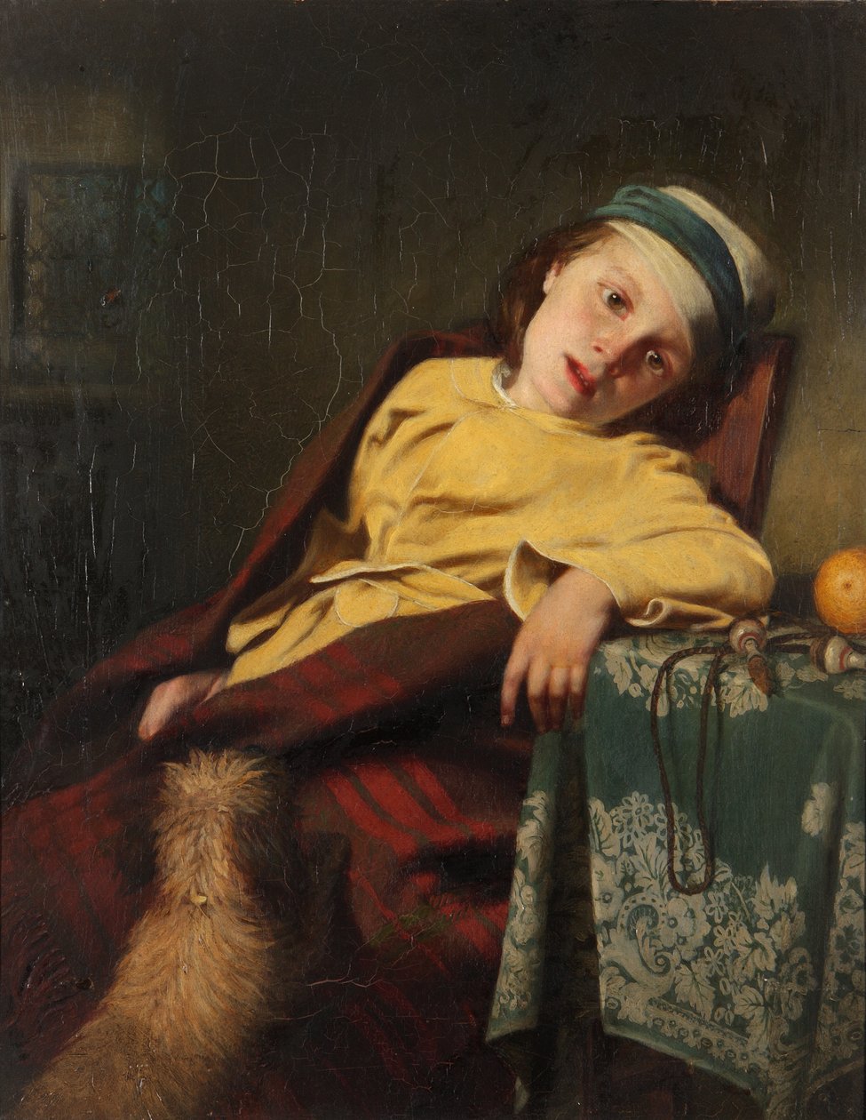 Sykt barn med hund, 1857 av Malcom Steward