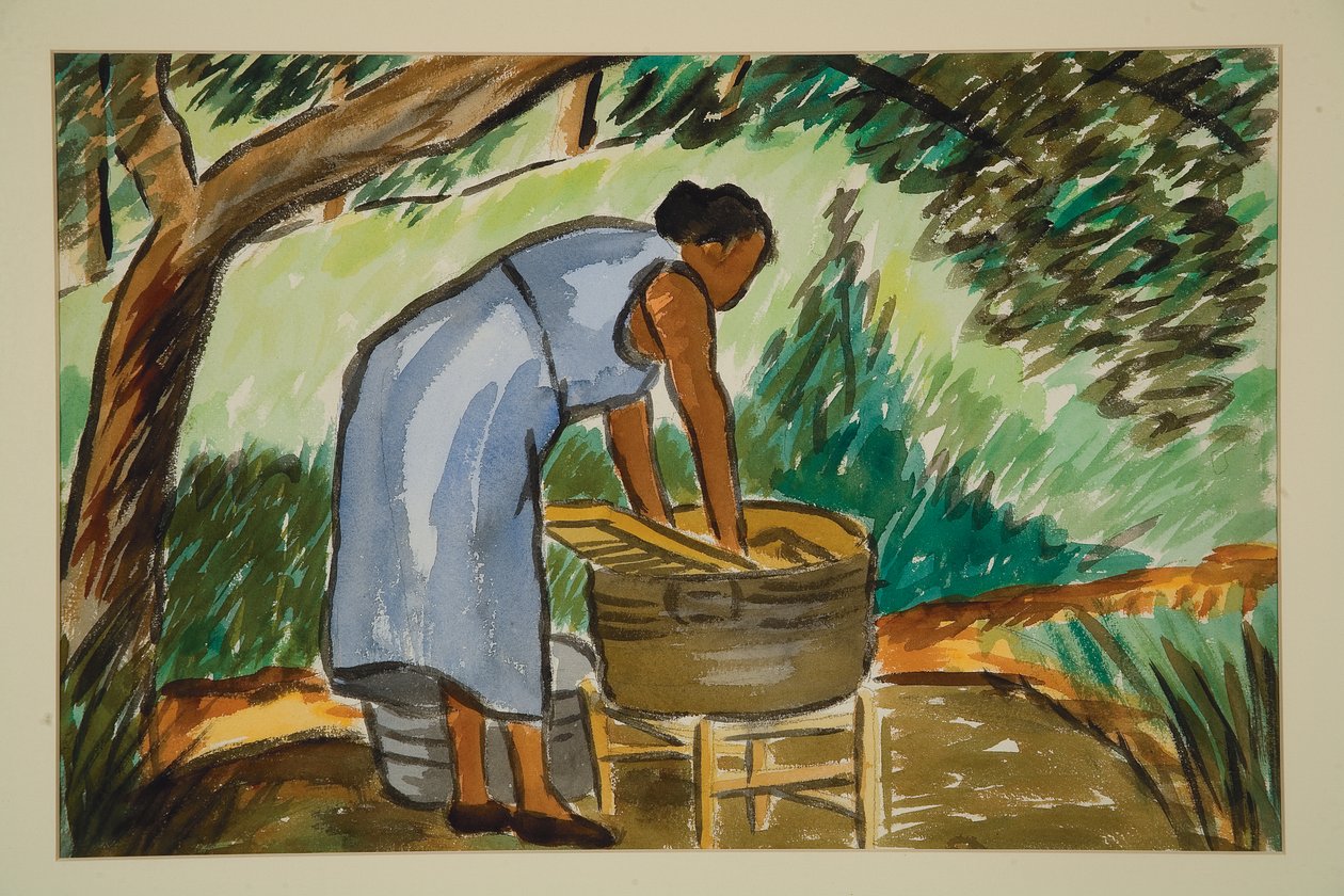 Kvinnevask, ca. 1934 (akvarell) av Malvin Gray Johnson