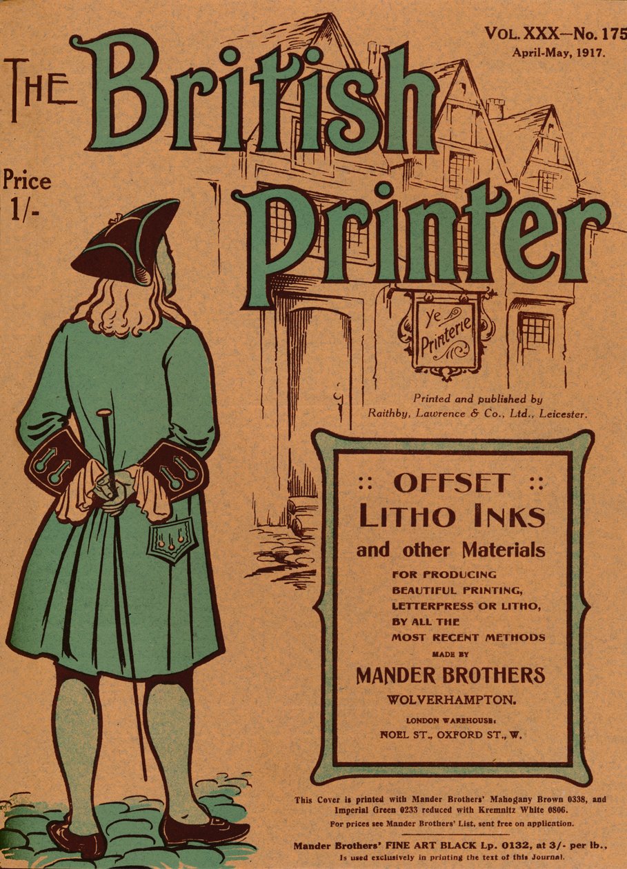 The British Printer Vol. XXX - nr. 175 april-mai, 1917 omslag, 1917 av Mander Brothers