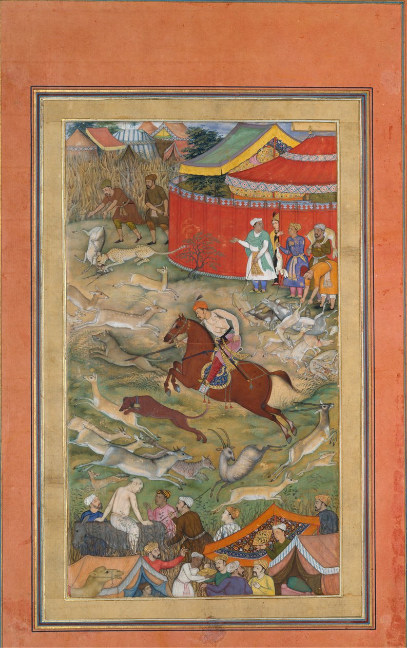 Hameed Bhakri Punishad av Akbar, Folio fra en Akbarnama, ca. 1604. av Manohar