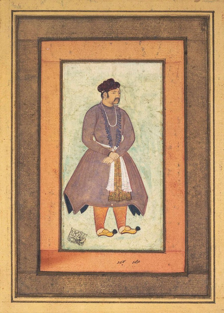 Portrett av Akbar den store 1542-1605, Mughal-keiseren, andre halvdel av 1500-tallet. av Manohar