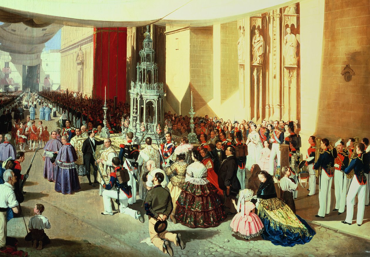 Prosesjon av Corpus Christi i Sevilla av Manuel Cabral y Aguado Bejarano