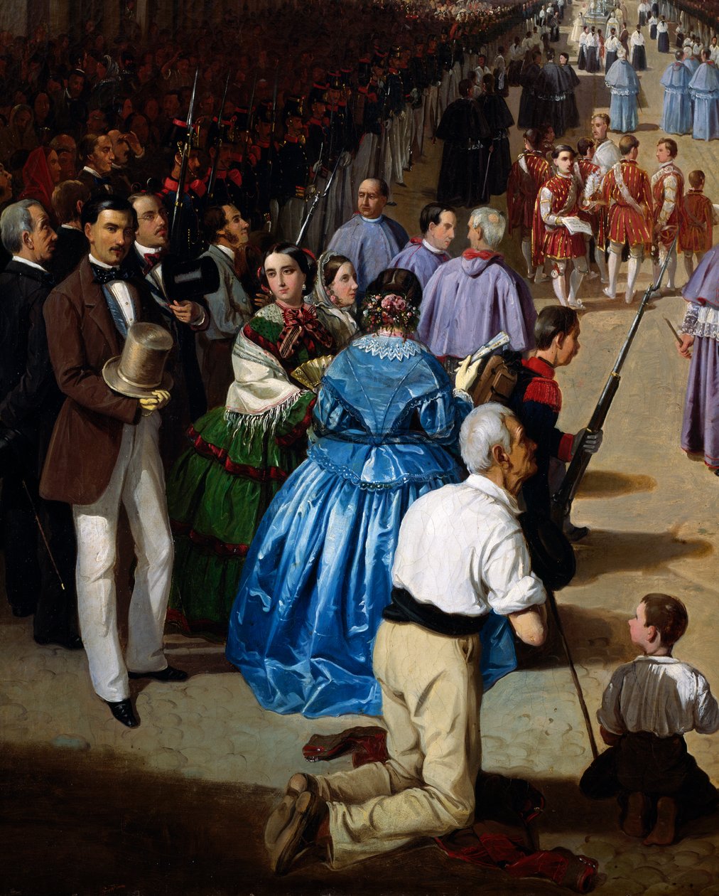 Prosesjon av Corpus Christi i Sevilla i 1857, maleri av Manuel Cabral Aguado Bejarano (1828-1891), detalj, Spania av Manuel Cabral y Aguado Bejarano