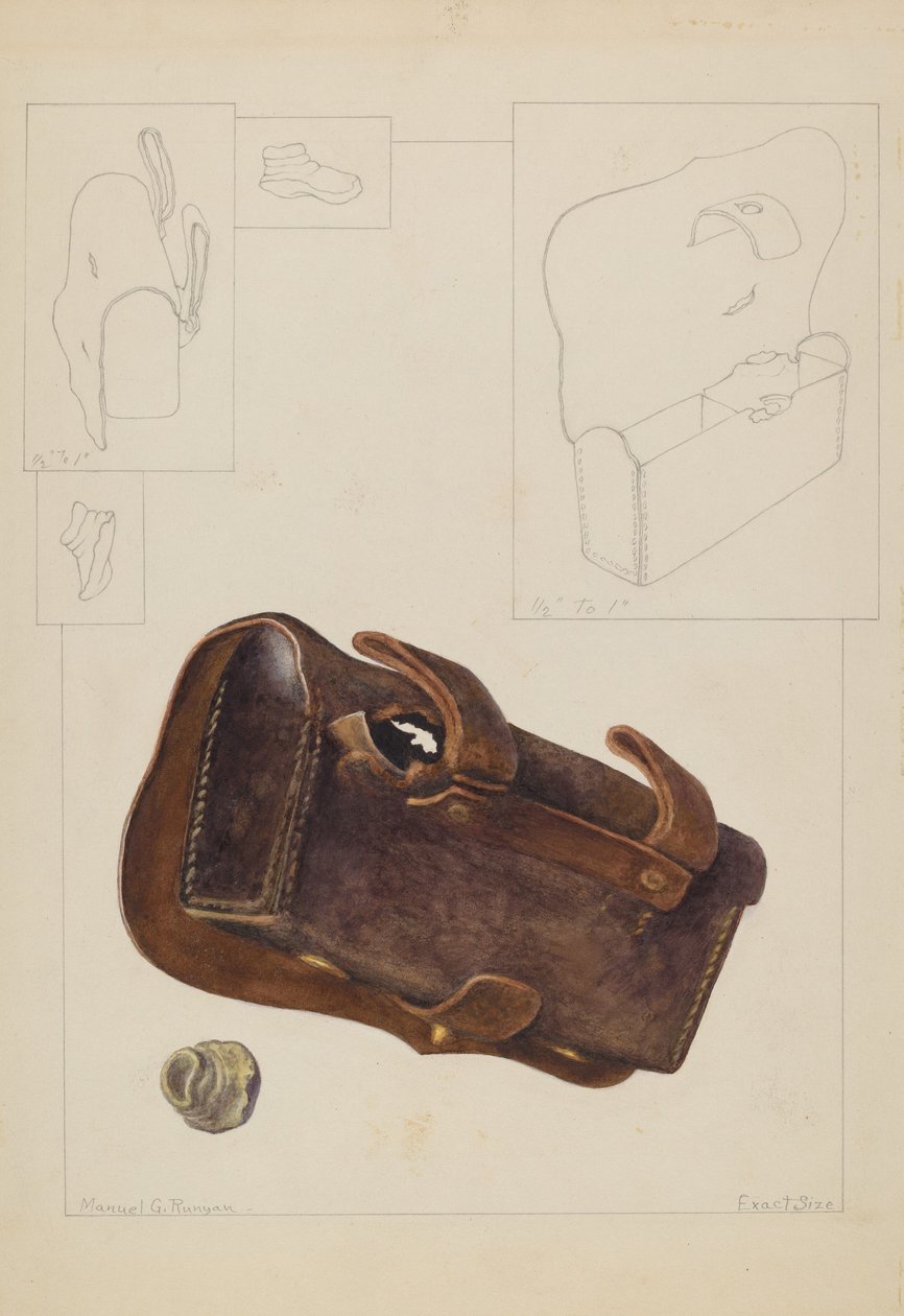 Patronboks og kule, ca. 1937. av Manuel G. Runyan