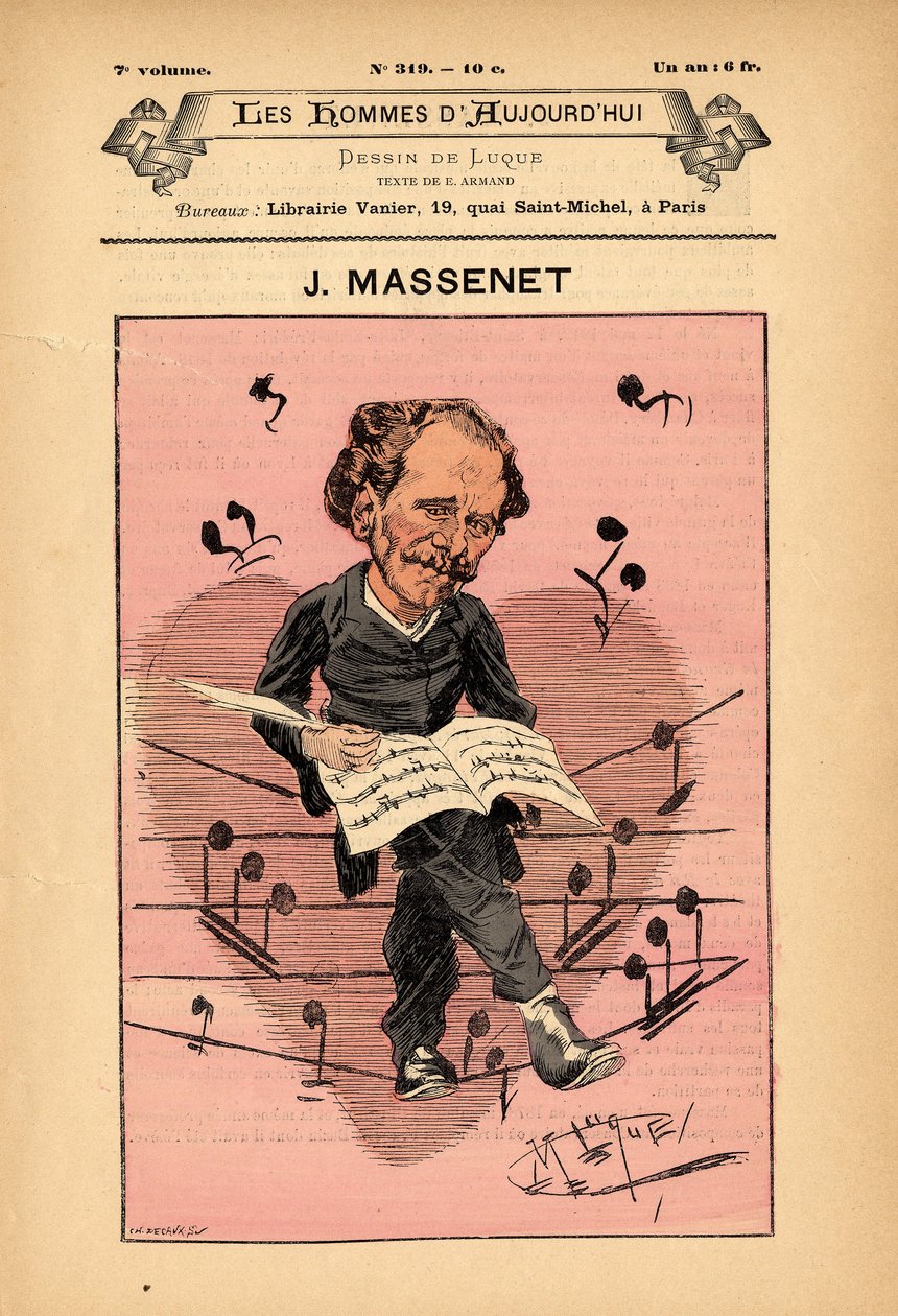 Cover av The Men of Today, nummer 319, illustrasjon av Manuel Luque (1854-1919): Music - Massenet Jules (1842-1912) av Manuel Luque