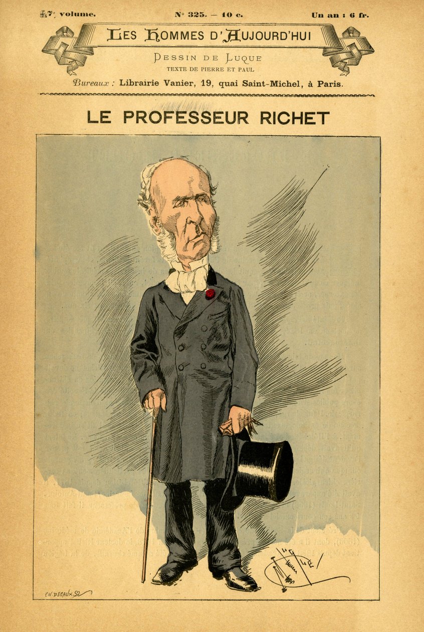 Omslag til The Men of Today, nummer 325, illustrasjon av Manuel Luque (1854-1919): Richet Charles (1850-1935) av Manuel Luque