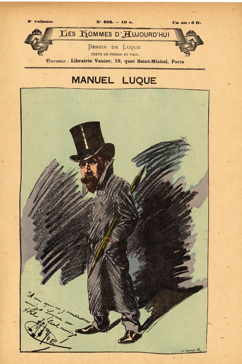 Cover of Men Today, nummer 402, illustrasjon av Manuel Luque (1854-1919): Caricaturists - Luque Manuel (1854-1924) av Manuel Luque