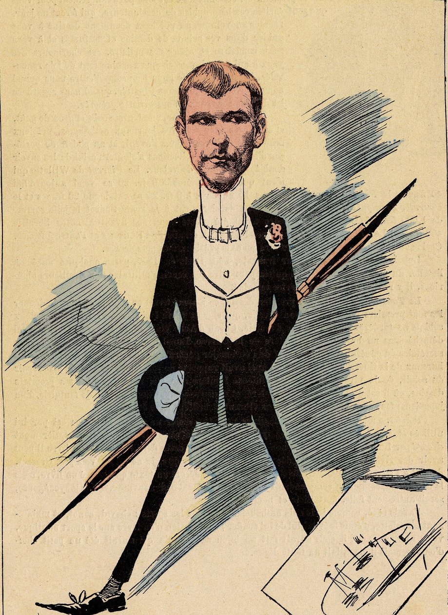 Omslag til The Men of Today, nummer 421, illustrasjon av Manuel Luque (1854-1919): Caricaturists - Lunel Ferdinand (1857-1933) av Manuel Luque