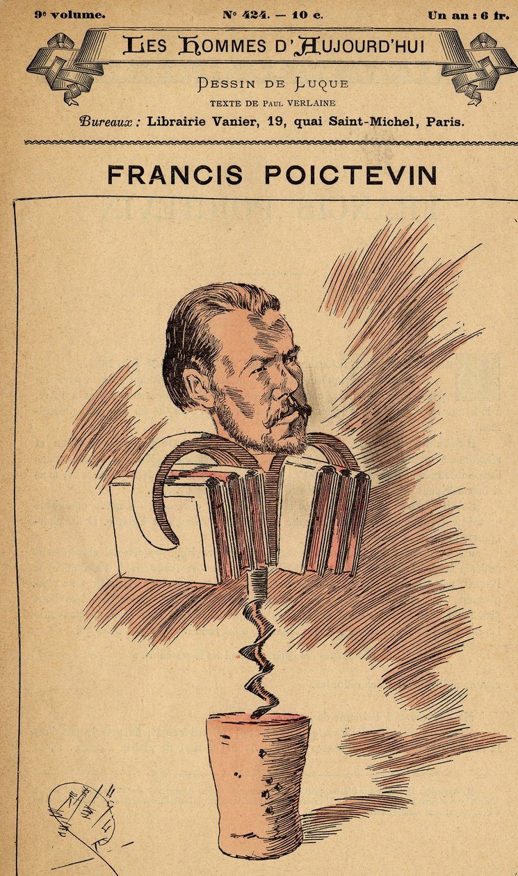 Omslag til The Men of Today, nummer 424, illustrasjon av Manuel Luque (1854-1919): Poictevin Francis (1854-1904) av Manuel Luque
