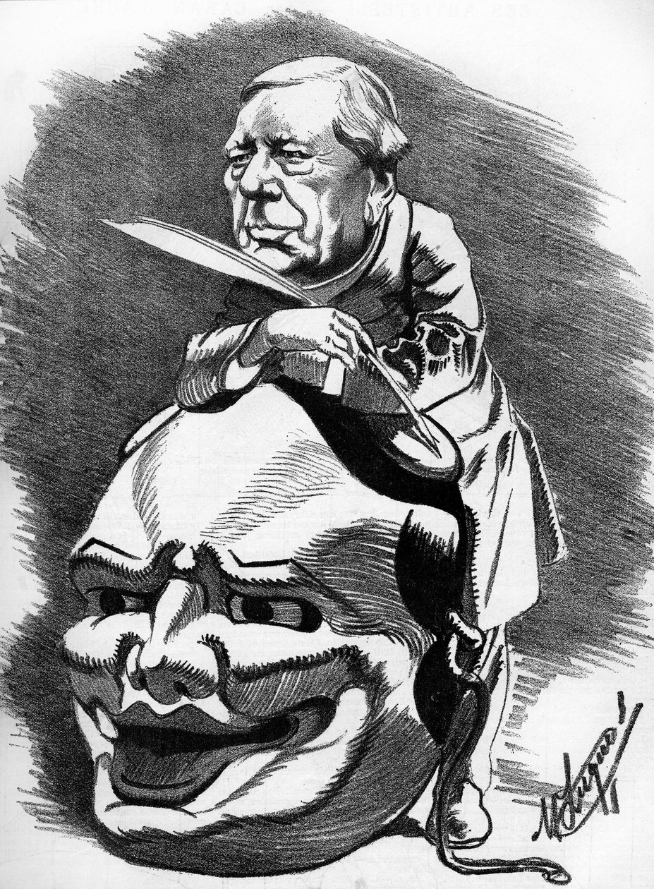 Eugene Labiche (1815-1888), French playwright. Cartoon by the cartoonist Manuel Luque. In “The Cartoon” of 1886. av Manuel Luque