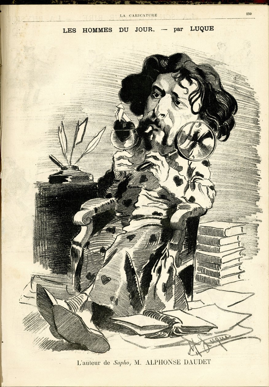 Illustrasjon av Manuel Luque (1854-1919) for omslaget til The Caricature (1880) av Manuel Luque