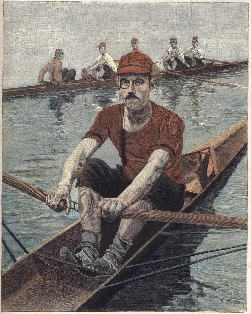 Rowing Race, in France Illustration by Luque, from French newspaper Le soleil du dimanche av Manuel Luque