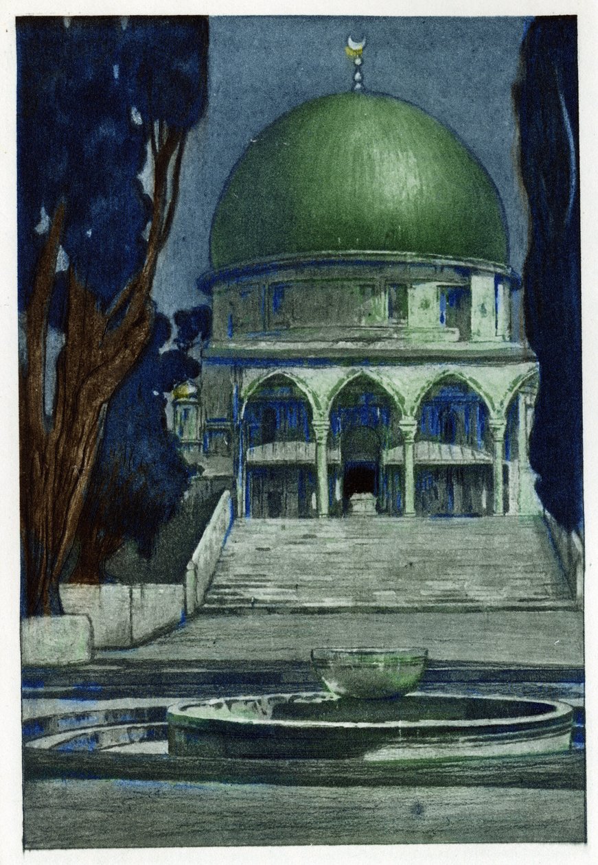 Al-Aqsa-moskeen i Jerusalem. Gravering av Manuel Orazzi (1860-1934), i "" The Prospect of Jerusalem", Paris av Manuel Orazi