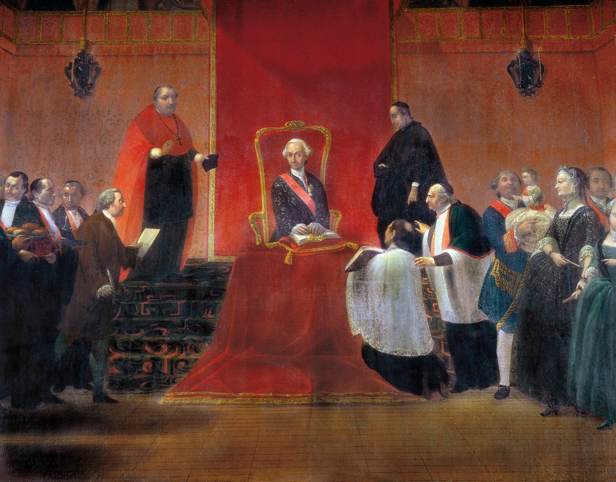 Charles III tok i besittelse av kanondømmet i Barcelona i 1759, detalj av Manuel Tramulles
