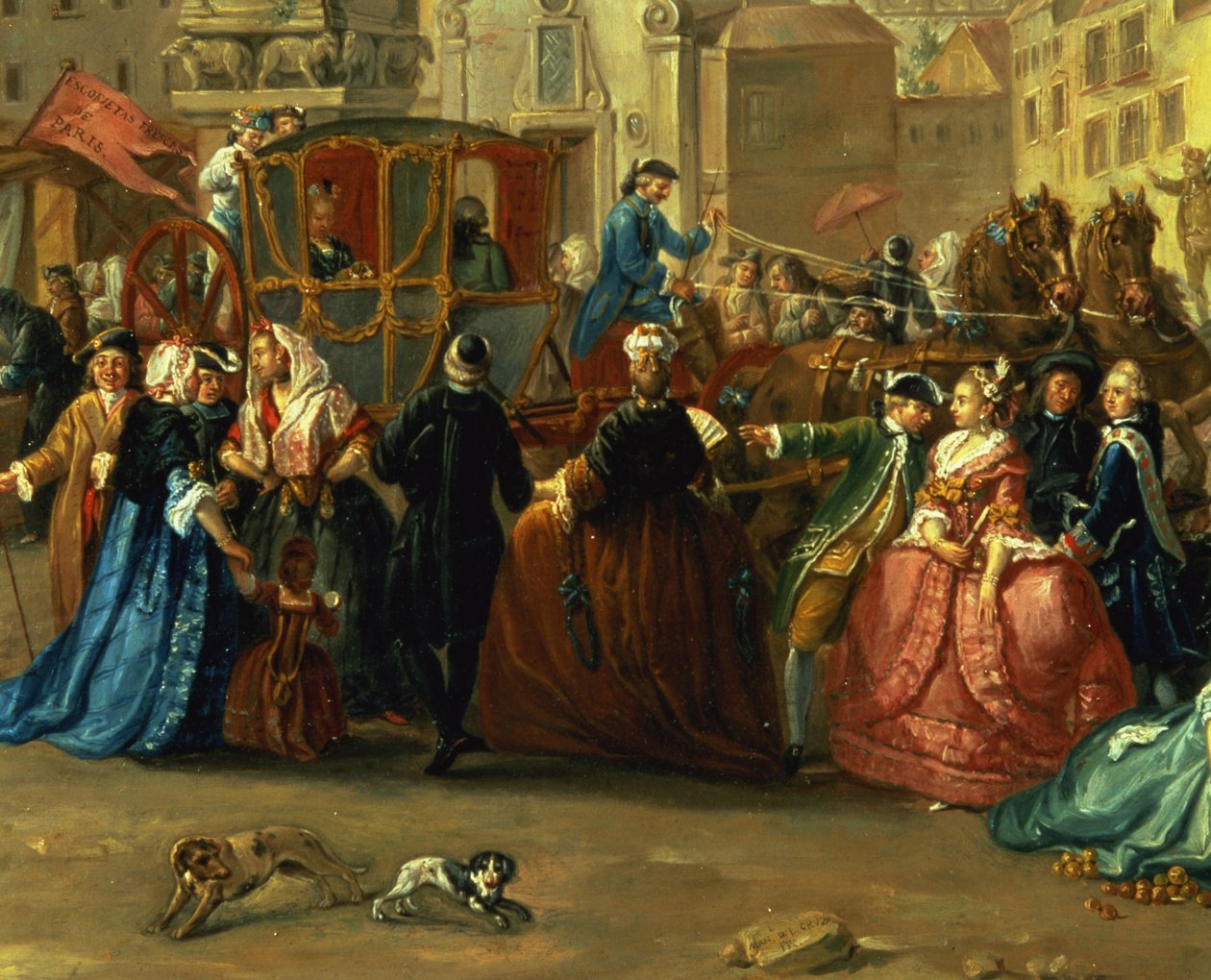 Madrid-messen på Plaza de la Cebada (olje på lerret) (detalj av 106419) av Manuel de la Cruz y Cano