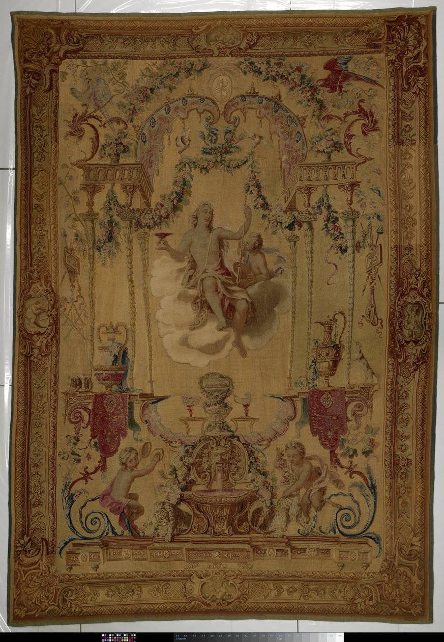 Tapetet med Bacchus som personifiseringen av høsten Portières des dieux (serietittel) av Manufacture Royale des Gobelins