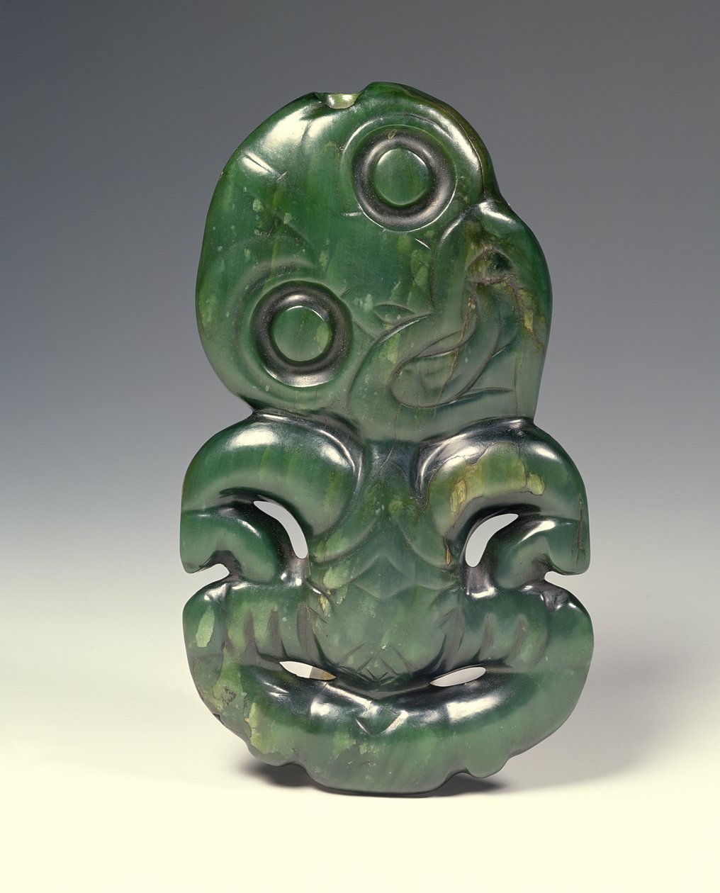 Anheng i form av guden Hei-Tiki, sent på 1700-tallet (nephrite) av Maori