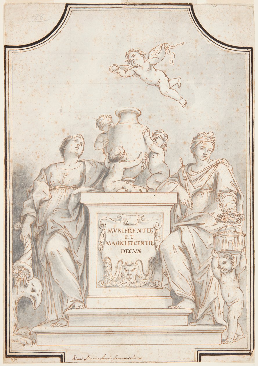 Design for et monokromt maleri, Church of Corpus Domini, Bologna, Italia av Marc Antonio Franceschini