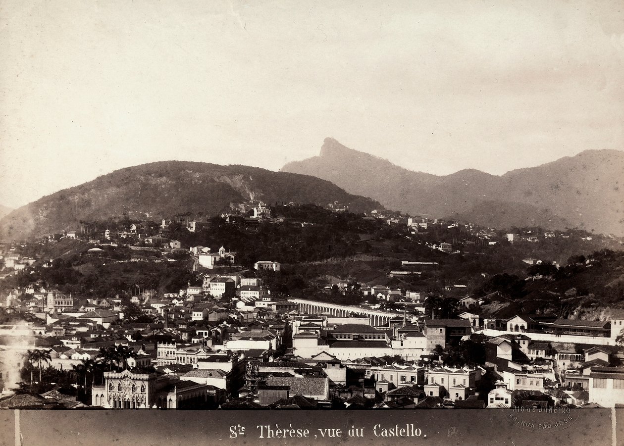 Utsikt over Santa Teresa i Brasil, ca. 1880-90 (s/hvitt-bilde) av Marc Ferrez