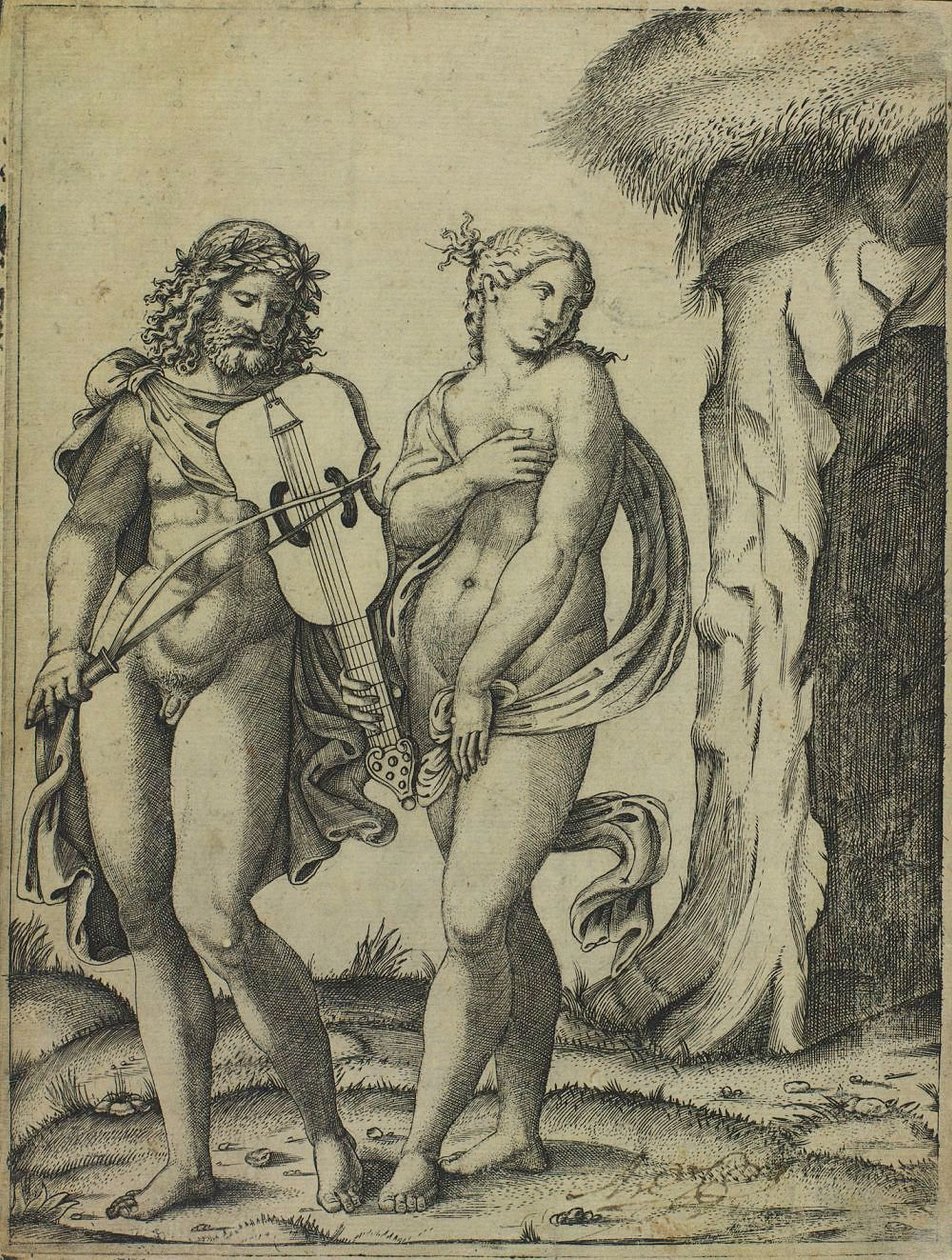 Orfeus og Eurydike av Marcantonio Raimondi