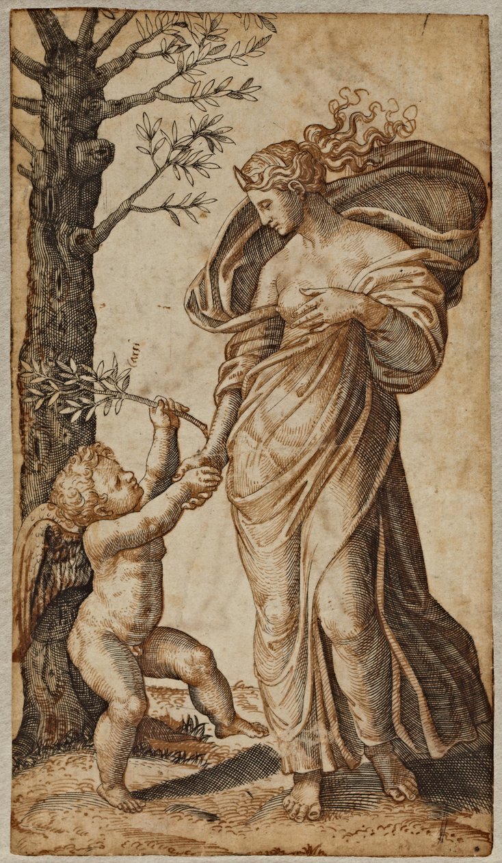 Forsoning av Minerva og Amor av Marcantonio Raimondi