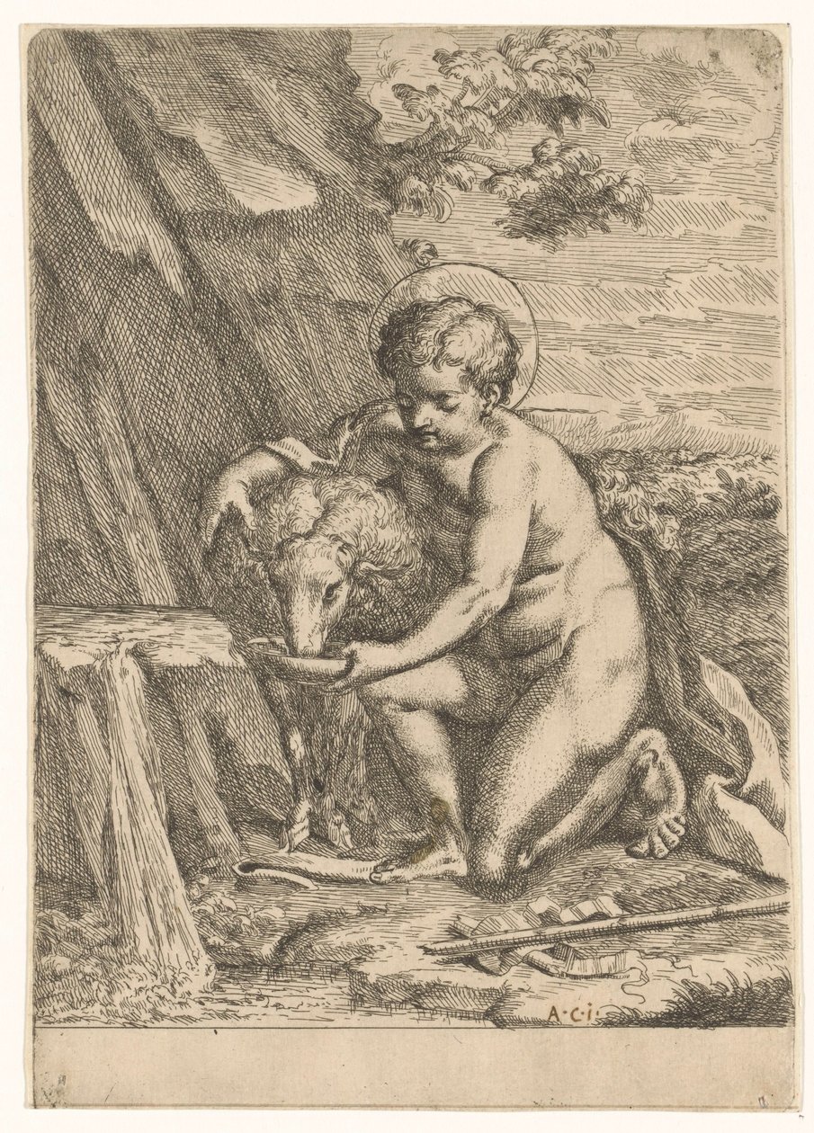 Døperen Johannes som barn av Marcantonio Bellavia