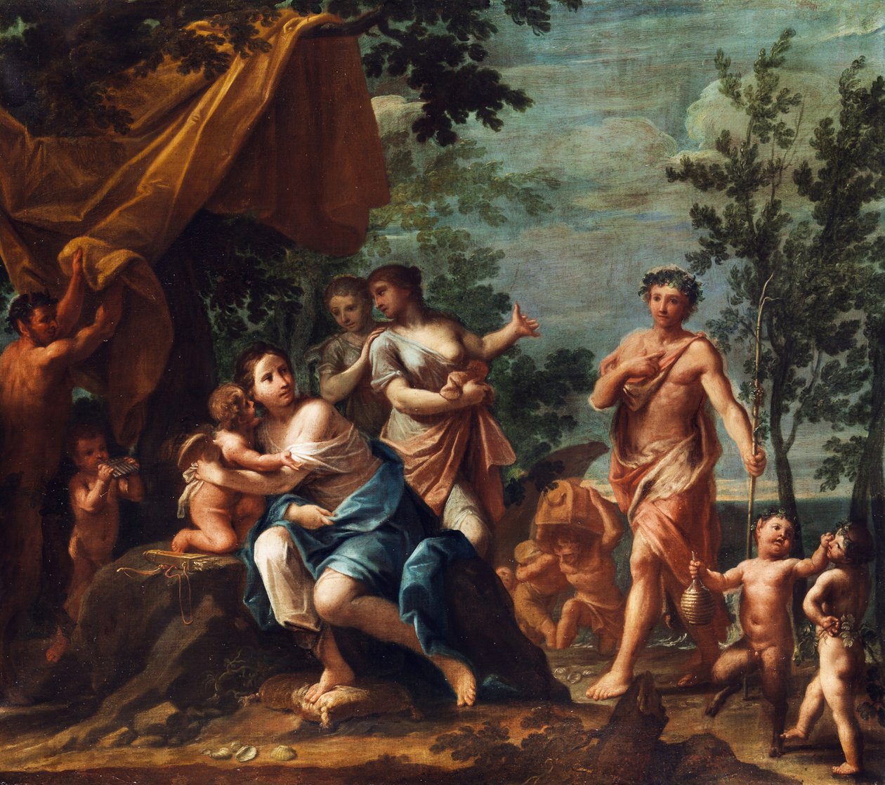 Apollo med tre nåder, Venus, Amor og Pan av Marcantonio Franceschini