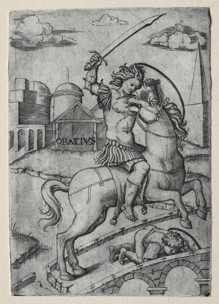 Horace Cocles forsvarer Sublician Bridge av Marcantonio Raimondi