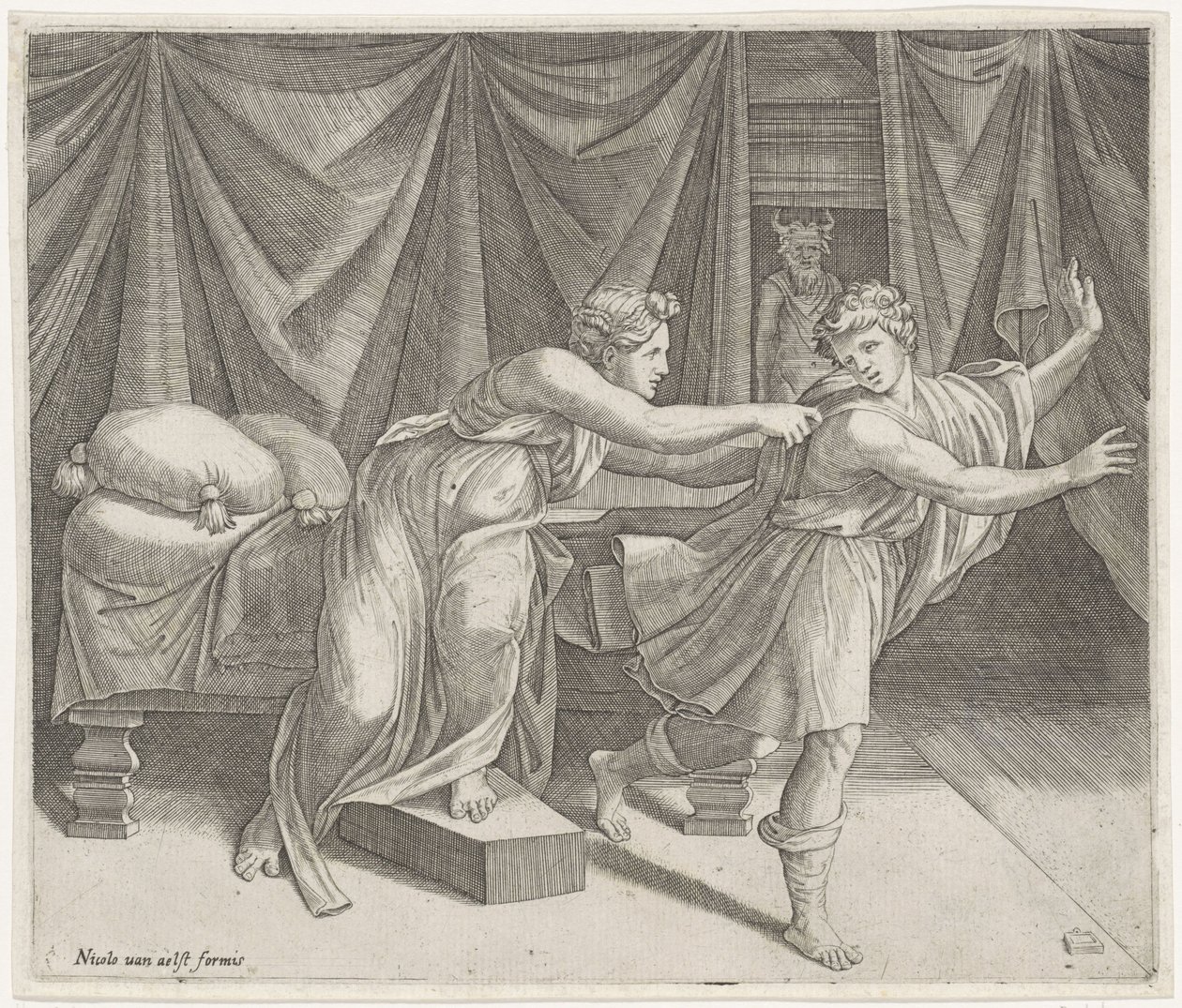 Josef og Potifars kone av Marcantonio Raimondi