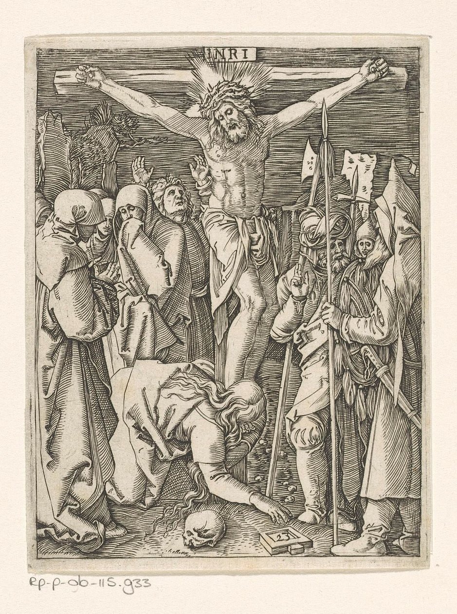 Korsfestelse Passion of Christ (serietittel) av Marcantonio Raimondi