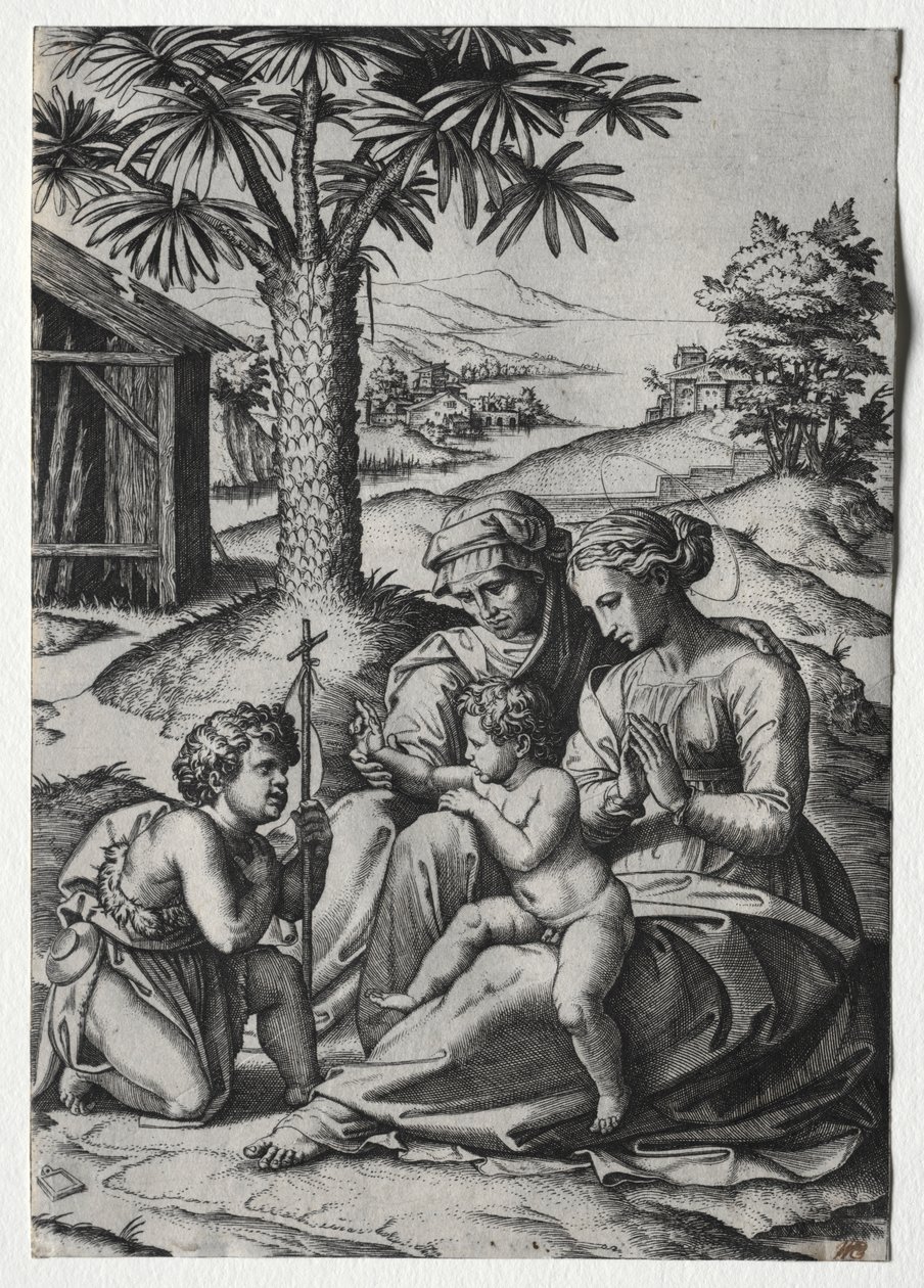 Madonna av palmetreet av Marcantonio Raimondi