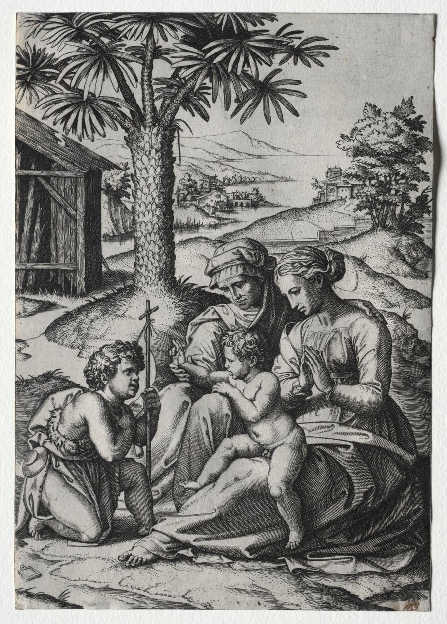 Madonna av palmetreet. av Marcantonio Raimondi