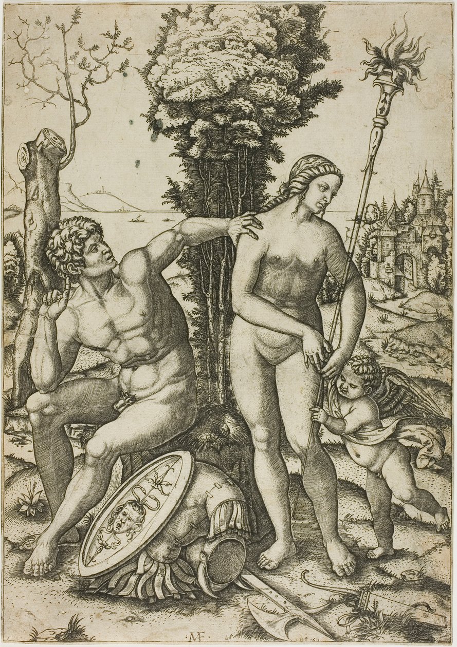 Mars, Venus og Amor av Marcantonio Raimondi