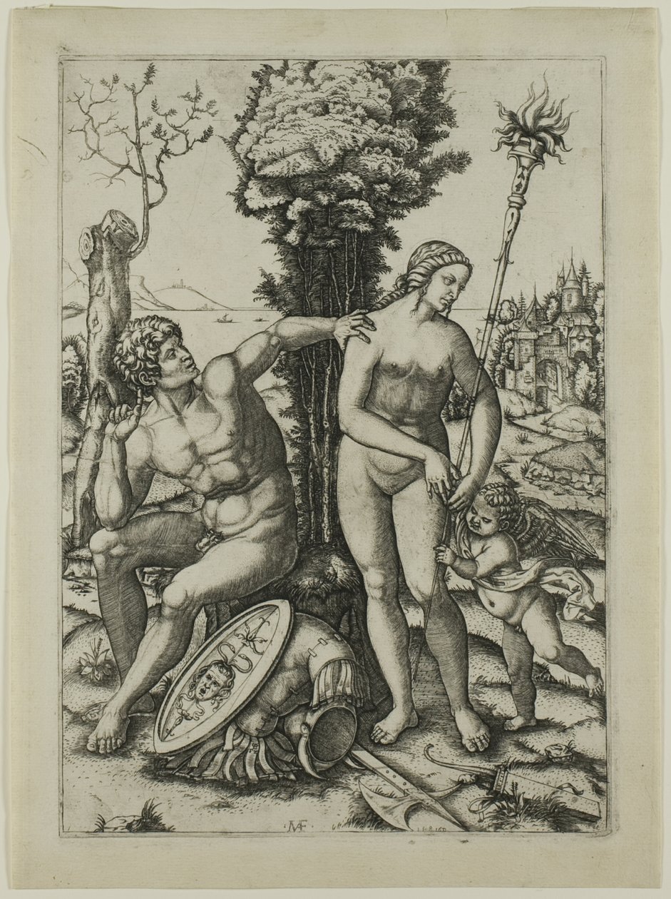 Mars, Venus og Amor av Marcantonio Raimondi