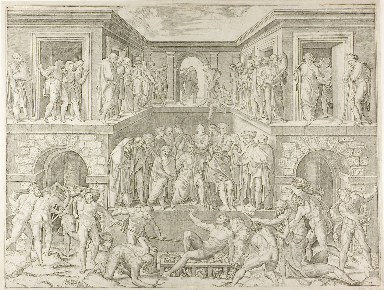 Saint Lawrences martyrium av Marcantonio Raimondi