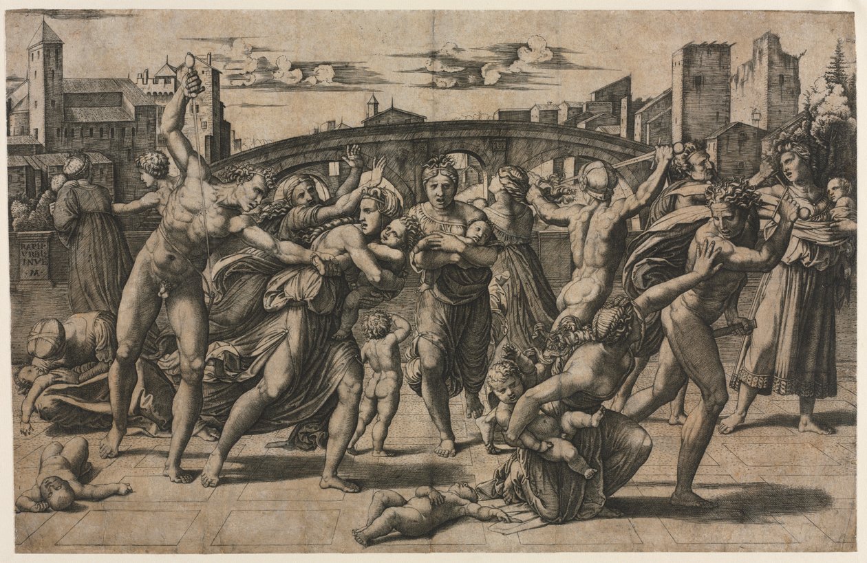 Massakren på de uskyldige med grantreet, ca. 1511-1512. av Marcantonio Raimondi