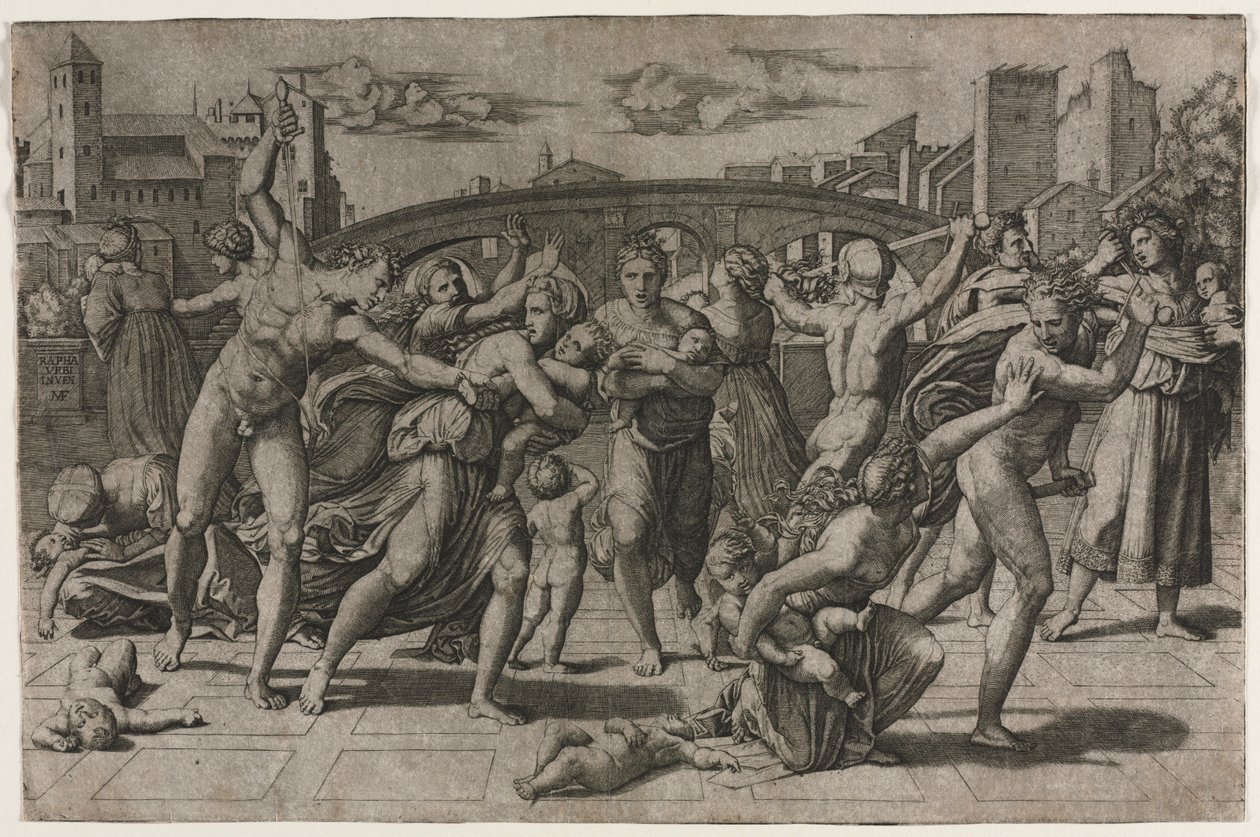 Massakren på de uskyldige uten grantreet, ca. 1513-15. av Marcantonio Raimondi