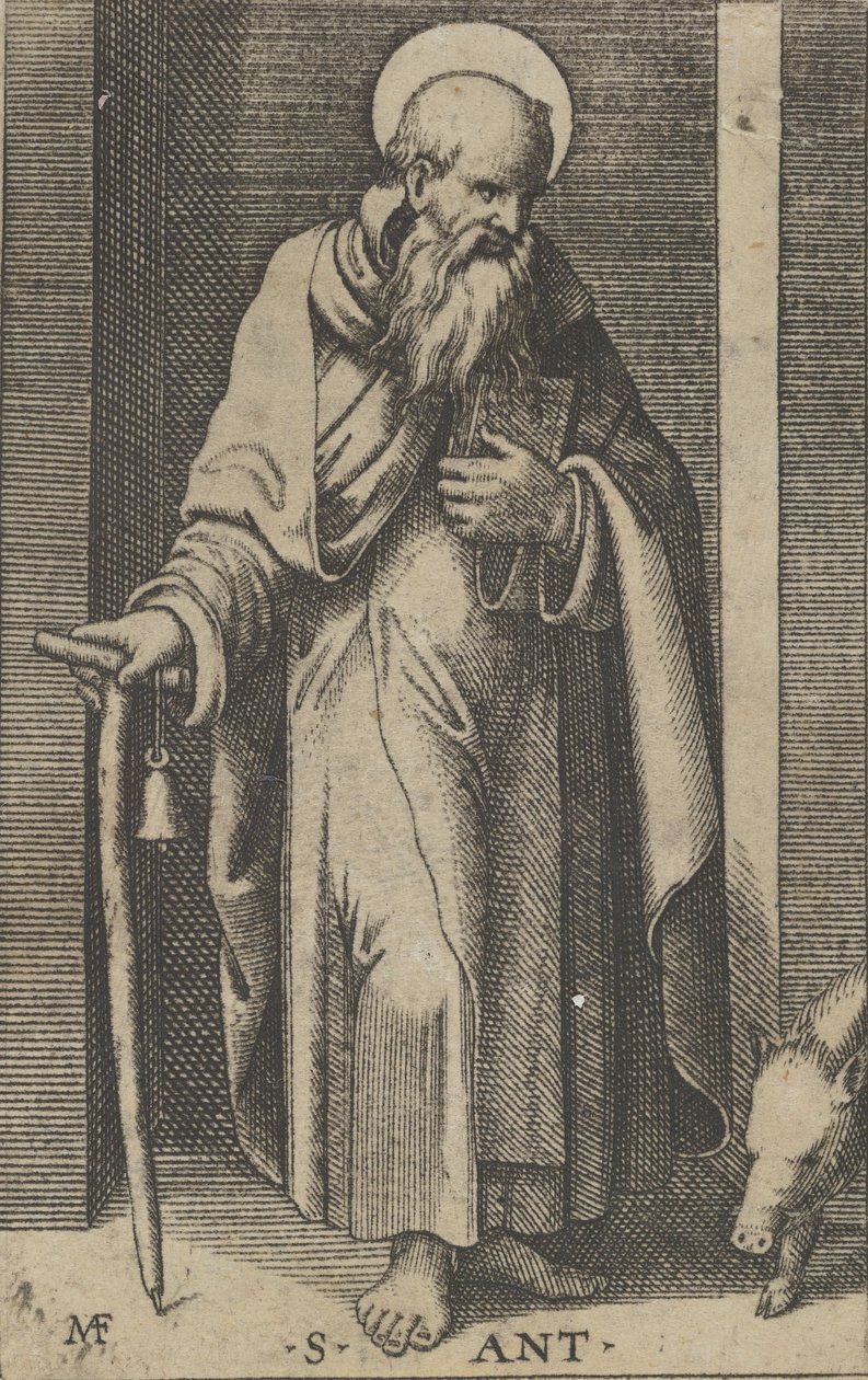 Saint Anthony, en stav i høyre hånd, fra serien 