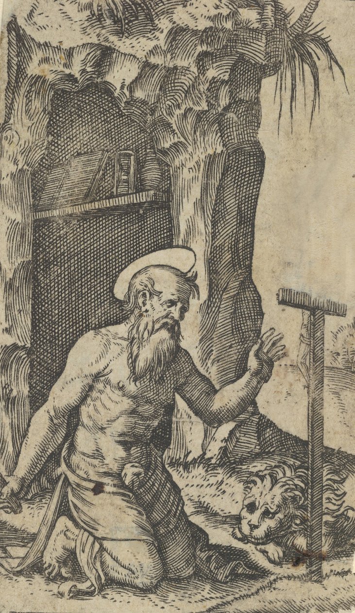 Saint Jerome kneler foran et krusifiks, fra serien 