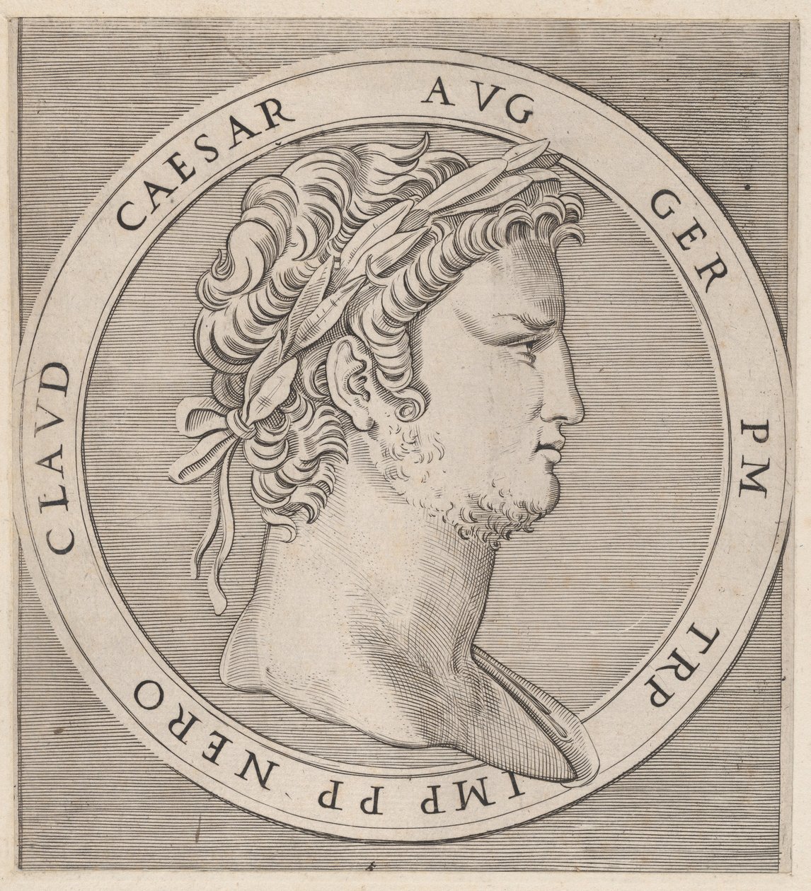 Mirror of Roman Magnificence: Nero, fra The Twelve Caesars, ca. 1500-1534., ca. 1500-1534. av Marcantonio Raimondi