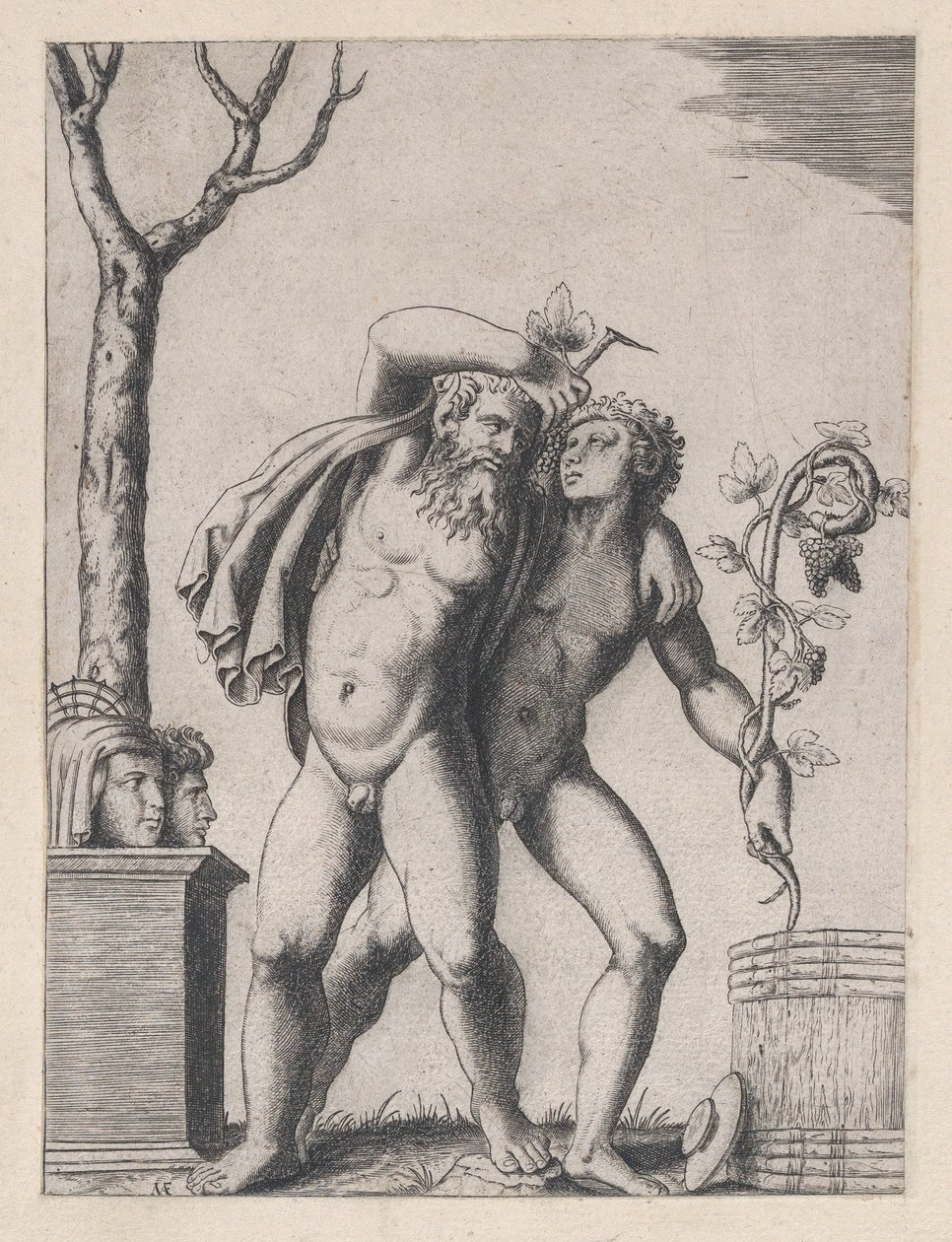 Mirror of Roman Magnificence: Young and Old Bacchant, ca. 1514-36, ca. 1514-36. av Marcantonio Raimondi
