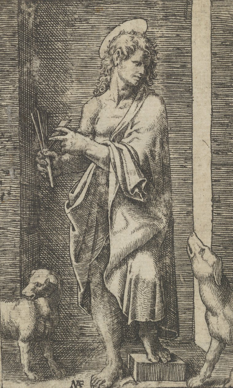St Lazarus flankert av to hunder, fra serien 